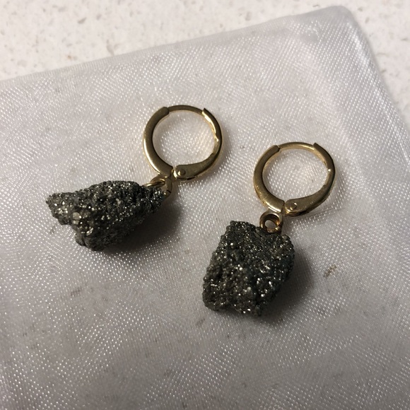 Pyrite Mini Huggie Earrings - Picture 3 of 5